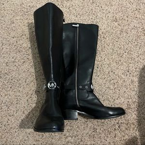 Black Leather Michael Kors Knee High Boots